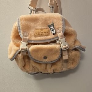 Doughnut Fuzzy Tan Mini Backpack